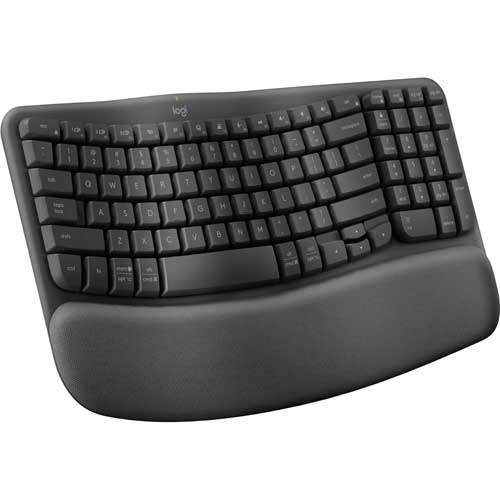 Logitech Wave Keys Wireless Ergonomic Keyboard with Cushioned Palm Rest